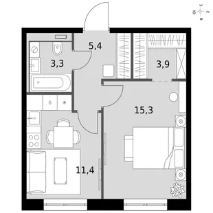 Квартира 1-комн. квартира, 39.3 м² ЖК «Фриссон» Фото 1 Квартира 1-комн. квартира, 39.3 м² ЖК «Фриссон» Фото 1
