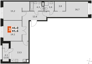 Квартира 3-комн. квартира, 85.6 м² ЖК «Sky Garden» Фото 2 Квартира 3-комн. квартира, 85.6 м² ЖК «Sky Garden» Фото 2