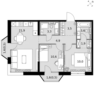 Квартира 2-комн. квартира, 61.7 м² ЖК «Фриссон» Фото 1 Квартира 2-комн. квартира, 61.7 м² ЖК «Фриссон» Фото 1