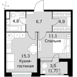 Квартира 1-комн. квартира, 42.4 м² ЖК «Sky Garden» Фото 1 Квартира 1-комн. квартира, 42.4 м² ЖК «Sky Garden» Фото 1
