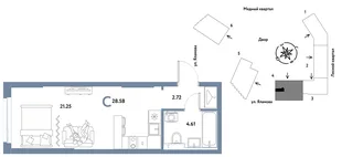 Планировка Студия, 28.58 м² ЖК «Сибирский сад»