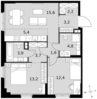 Квартира 3-комн. квартира, 66 м² ЖК «Sydney City» Фото 1 Квартира 3-комн. квартира, 66 м² ЖК «Sydney City» Фото 1