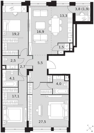 Квартира 4-комн. квартира, 116.2 м² ЖК «Sydney City» Фото 1 Квартира 4-комн. квартира, 116.2 м² ЖК «Sydney City» Фото 1