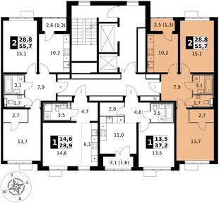 Квартира 2-комн. квартира, 55.7 м² ЖК «1-й Южный» Фото 2 Квартира 2-комн. квартира, 55.7 м² ЖК «1-й Южный» Фото 2