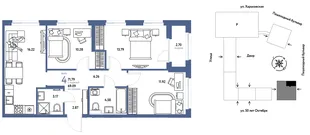 Планировка 4-комн. квартира, 71.79 м² ЖК «Сердце Сибири»