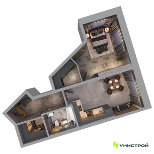 Планировка 1-комн. квартира, 55.35 м² ЖК «Statum»