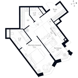 Квартира 2-комн. квартира, 53 м² ЖК «Фордевинд» Фото 1 Квартира 2-комн. квартира, 53 м² ЖК «Фордевинд» Фото 1