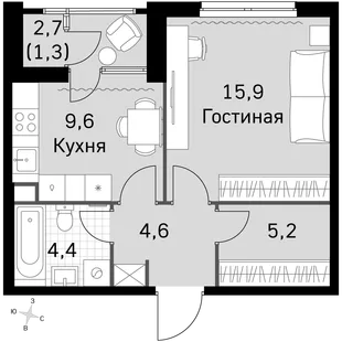 Квартира 1-комн. квартира, 38.8 м² ЖК «Sky Garden» Фото 1 Квартира 1-комн. квартира, 38.8 м² ЖК «Sky Garden» Фото 1
