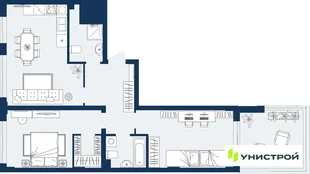Планировка 2-комн. квартира, 77.76 м² ЖК «ГРАНД БЕРЕГ»