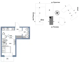 Планировка Студия, 29.96 м² ЖК «Остров-сад»