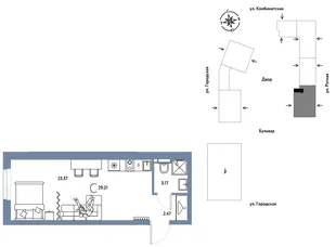 Планировка Студия, 29.21 м² ЖК «Уральский сад»