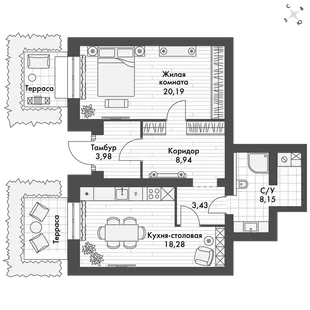 Квартира 1-комн. квартира, 62.5 м² ЖК «ФоРест» Фото 1