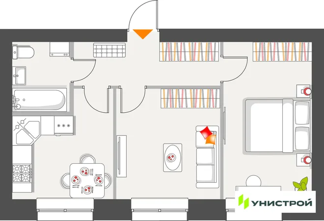 Планировка 2-комн. квартира, 45.39 м² ЖК «Атмосфера» Планировка 2-комн. квартира, 45.39 м² ЖК «Атмосфера»