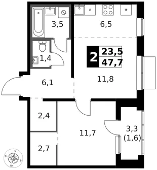 Квартира 2-комн. квартира, 48.8 м² ЖК «1-й Ясеневский» Фото 1 Квартира 2-комн. квартира, 48.8 м² ЖК «1-й Ясеневский» Фото 1