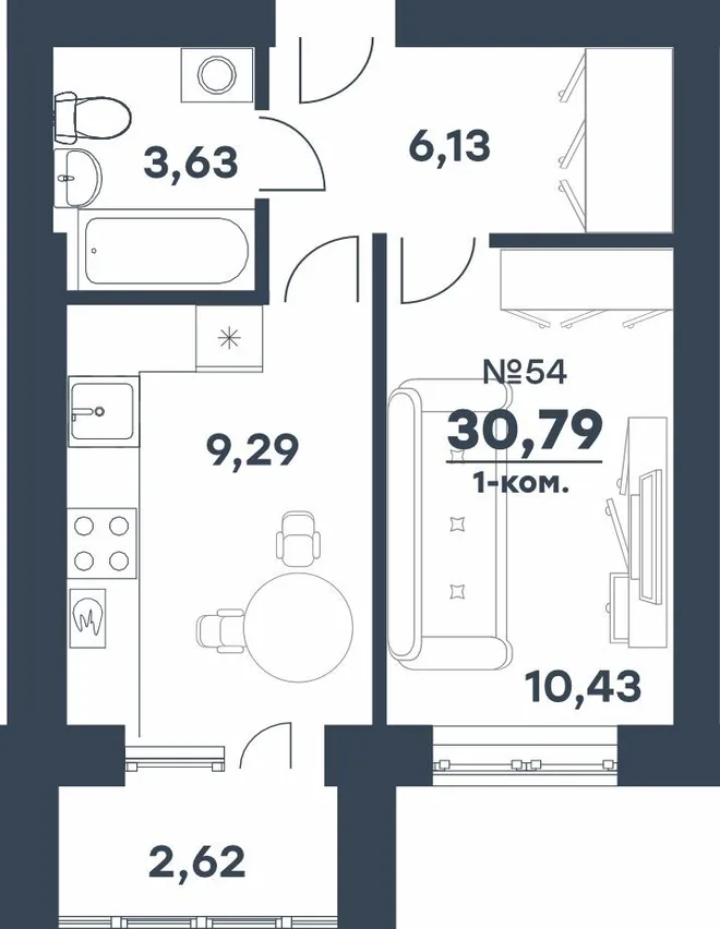 Планировка 1-комн. квартира, 30.79 м² ЖК «мкр. Долина» Планировка 1-комн. квартира, 30.79 м² ЖК «мкр. Долина»