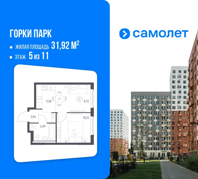 Планировка 1-комн. квартира, 31.92 м² ЖК «Горки парк» Планировка 1-комн. квартира, 31.92 м² ЖК «Горки парк»