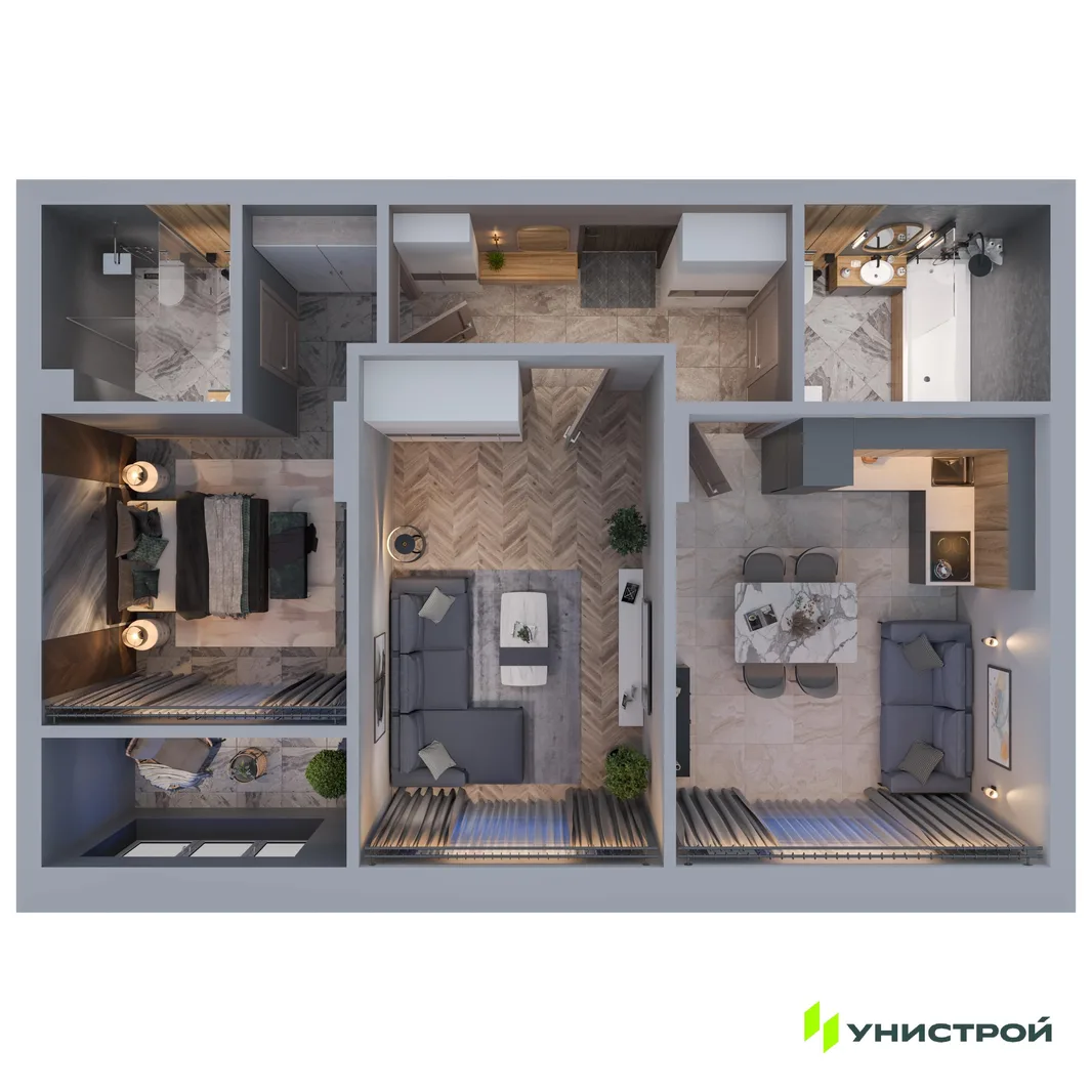 Планировка 2-комн. квартира, 60.18 м² ЖК «ART City»