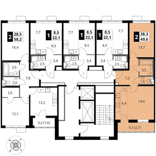 Квартира 2-комн. квартира, 49.6 м² ЖК «1-й Шереметьевский» Фото 2 Квартира 2-комн. квартира, 49.6 м² ЖК «1-й Шереметьевский» Фото 2