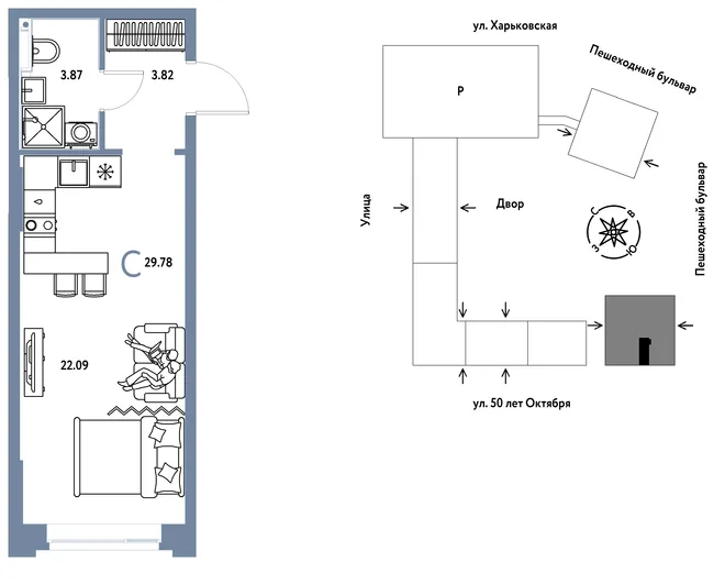 Планировка Студия, 29.78 м² ЖК «Сердце Сибири» Планировка Студия, 29.78 м² ЖК «Сердце Сибири»