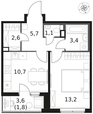 Квартира 1-комн. квартира, 38.5 м² ЖК «1-й Химкинский» Фото 1 Квартира 1-комн. квартира, 38.5 м² ЖК «1-й Химкинский» Фото 1