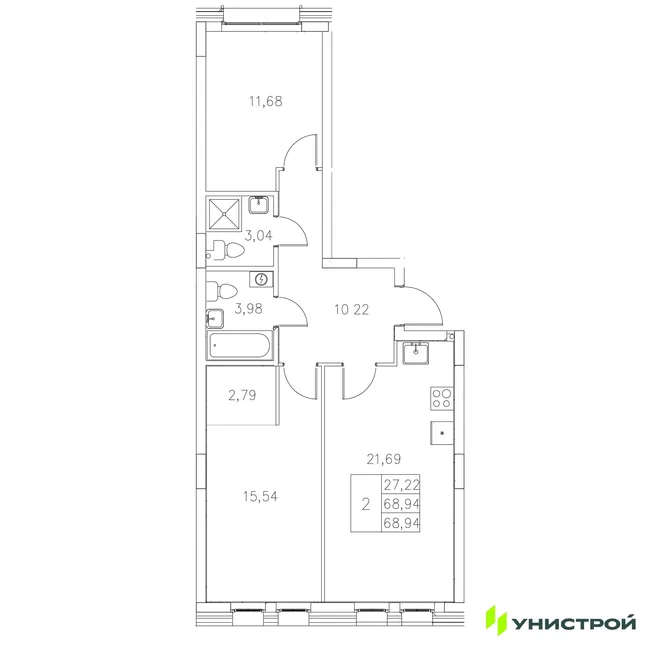 Планировка 2-комн. квартира, 68.94 м² ЖК «Statum» Планировка 2-комн. квартира, 68.94 м² ЖК «Statum»