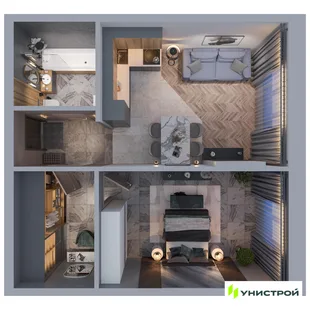 Планировка 1-комн. квартира, 46.62 м² ЖК «ART City»