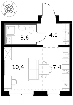 Квартира Студия, 26.3 м² ЖК «1-й Южный» Фото 1 Квартира Студия, 26.3 м² ЖК «1-й Южный» Фото 1