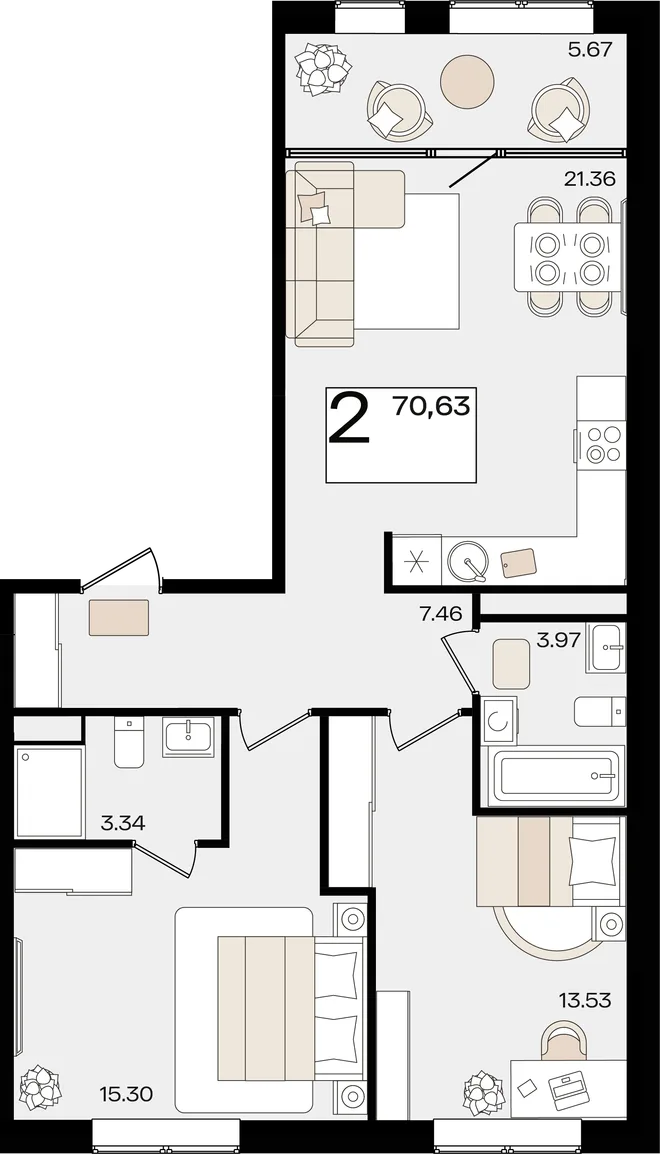 Планировка 2-комн. квартира, 70.51 м² ЖК «Патрики» Планировка 2-комн. квартира, 70.51 м² ЖК «Патрики»