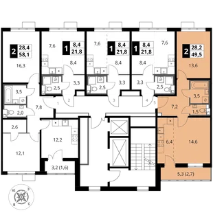 Квартира 2-комн. квартира, 49.5 м² ЖК «1-й Шереметьевский» Фото 2 Квартира 2-комн. квартира, 49.5 м² ЖК «1-й Шереметьевский» Фото 2
