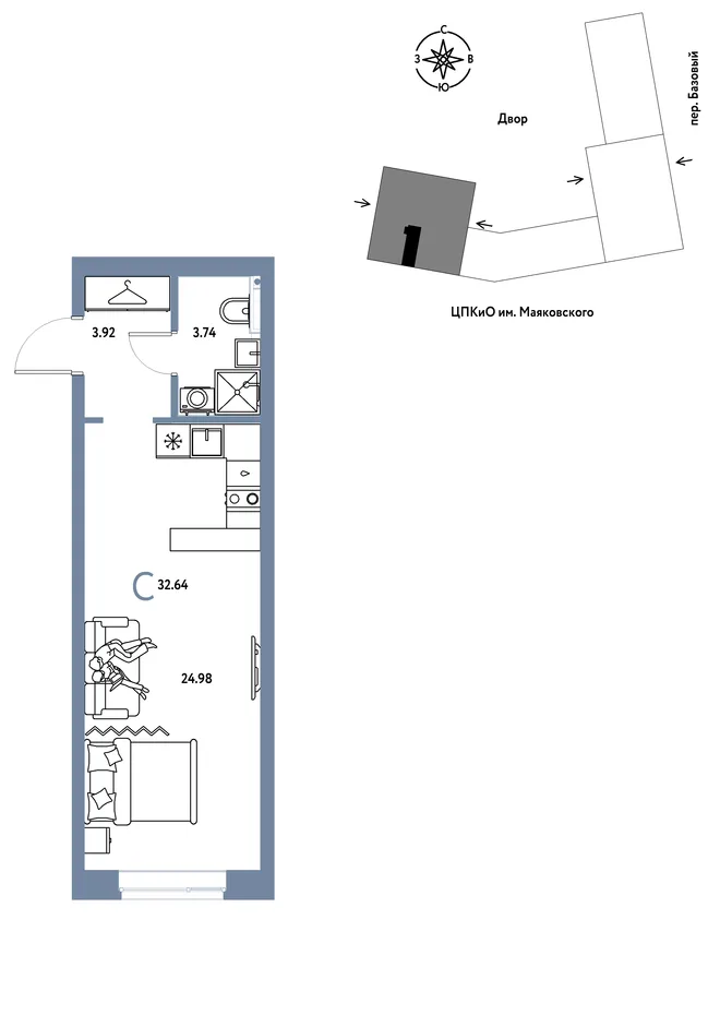 Планировка Студия, 32.64 м² ЖК «Сибирский сад» Планировка Студия, 32.64 м² ЖК «Сибирский сад»