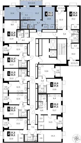 Квартира 3-комн. квартира, 61.7 м² ЖК «1-й Ясеневский» Фото 2