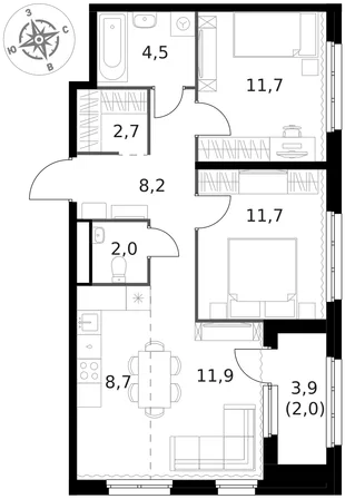 Квартира 3-комн. квартира, 63.4 м² ЖК «1-й Химкинский» Фото 1 Квартира 3-комн. квартира, 63.4 м² ЖК «1-й Химкинский» Фото 1