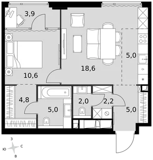 Квартира 2-комн. квартира, 57.1 м² ЖК «Sydney City» Фото 1 Квартира 2-комн. квартира, 57.1 м² ЖК «Sydney City» Фото 1