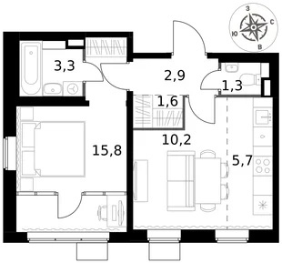 Квартира 2-комн. квартира, 40.8 м² ЖК «1-й Химкинский» Фото 1 Квартира 2-комн. квартира, 40.8 м² ЖК «1-й Химкинский» Фото 1
