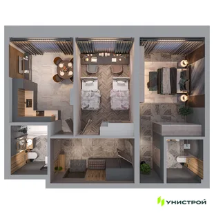 Планировка 2-комн. квартира, 57.75 м² ЖК «Statum»