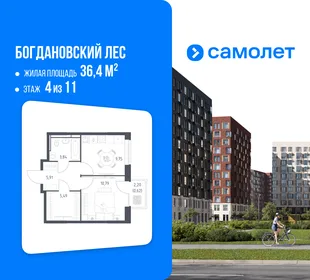 Планировка 1-комн. квартира, 36.4 м² ЖК «Богдановский Лес»
