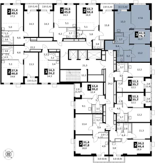 Квартира 3-комн. квартира, 76.7 м² ЖК «1-й Донской» Фото 2 Квартира 3-комн. квартира, 76.7 м² ЖК «1-й Донской» Фото 2