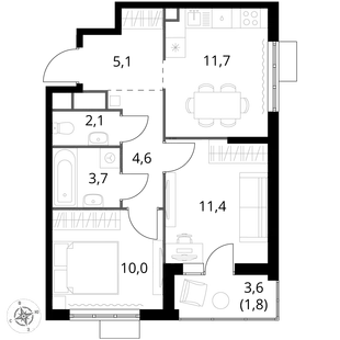 Квартира 2-комн. квартира, 50.4 м² ЖК «1-й Химкинский» Фото 1 Квартира 2-комн. квартира, 50.4 м² ЖК «1-й Химкинский» Фото 1