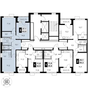 Квартира 3-комн. квартира, 63 м² ЖК «1-й Шереметьевский» Фото 2 Квартира 3-комн. квартира, 63 м² ЖК «1-й Шереметьевский» Фото 2
