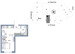 Планировка Студия, 27.66 м² ЖК «Остров-сад»