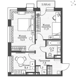 Квартира 2-комн. квартира, 49.9 м² ЖК «ФоРест» Фото 1 Квартира 2-комн. квартира, 49.9 м² ЖК «ФоРест» Фото 1