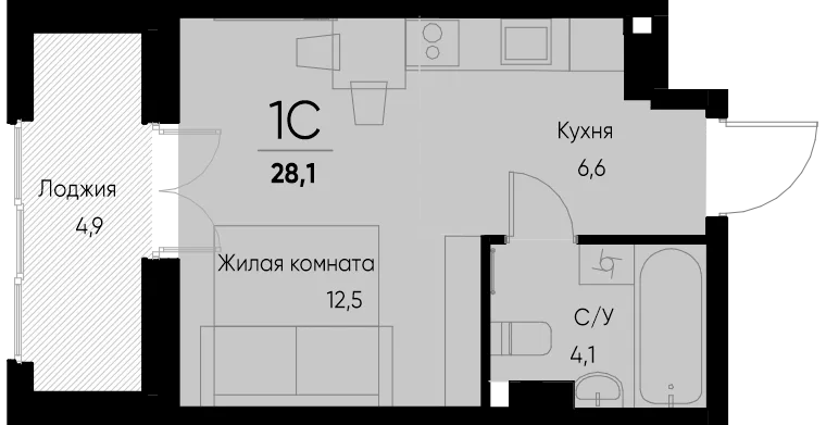 Планировка Студия, 28.2 м² ЖК «Васильевский остров»
