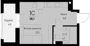 Планировка Студия, 28.2 м² ЖК «Васильевский остров»