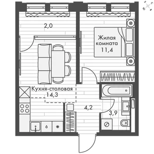 Квартира 1-комн. квартира, 35.8 м² ЖК «Философия» Фото 1