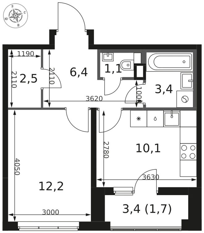 Планировка 1-комн. квартира, 37.4 м² ЖК «1-й Химкинский» Планировка 1-комн. квартира, 37.4 м² ЖК «1-й Химкинский»