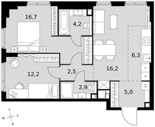 Квартира 3-комн. квартира, 66 м² ЖК «Sydney City» Фото 1 Квартира 3-комн. квартира, 66 м² ЖК «Sydney City» Фото 1