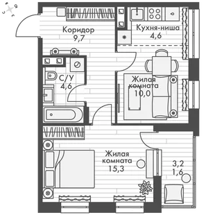 Квартира 2-комн. квартира, 45.8 м² ЖК «ФоРест» Фото 1 Квартира 2-комн. квартира, 45.8 м² ЖК «ФоРест» Фото 1
