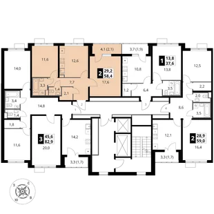 Квартира 2-комн. квартира, 58.4 м² ЖК «Южная Битца» Фото 1 Квартира 2-комн. квартира, 58.4 м² ЖК «Южная Битца» Фото 1