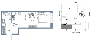 Планировка Студия, 29.68 м² ЖК «Остров-сад»