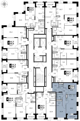 Квартира 3-комн. квартира, 67.7 м² ЖК «1-й Саларьевский» Фото 2 Квартира 3-комн. квартира, 67.7 м² ЖК «1-й Саларьевский» Фото 2